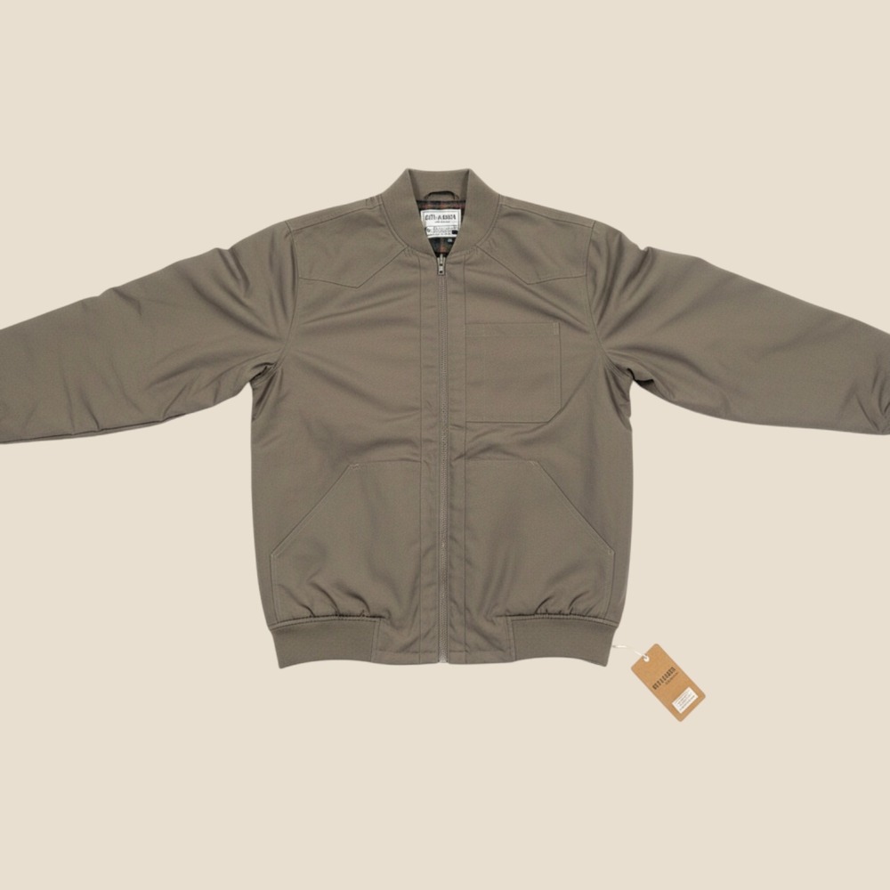 Outlander by Craft + Flow men's bomber jacket khaki weather-resistant shell NWT